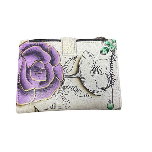 Anuschka Leather Hand Painted Wallet in Floral Paradise Butterfly Print - Picture 7 of 8